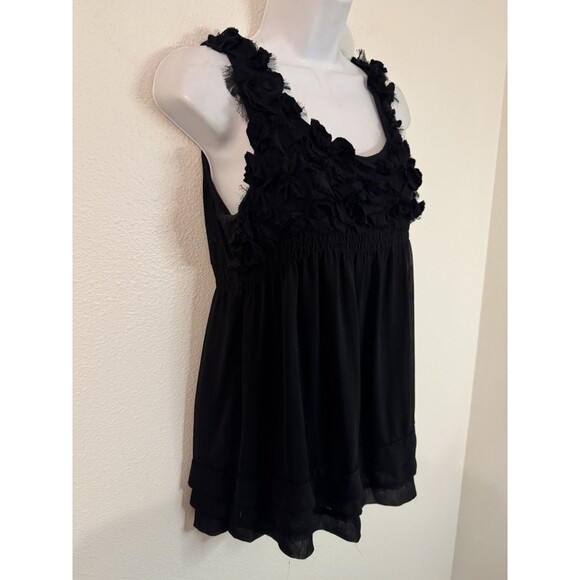 Eci New York Black Sleeveless Blouse Babydoll Y2K Style Lined Size 8 - Picture 3 of 9
